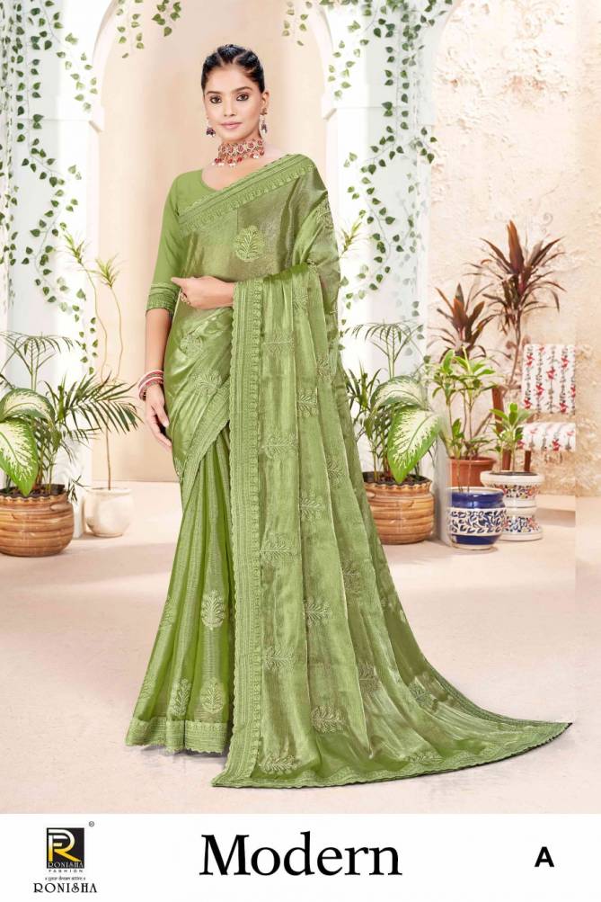 Modern By Ronisha Embroidery Diamond Work Wedding Sarees Wholesale Shop In Surat
